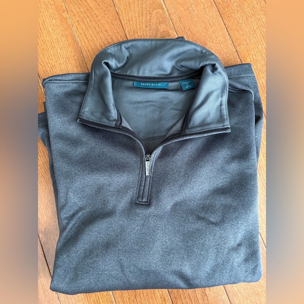 Perry Ellis Men's Gray Quarter Zip